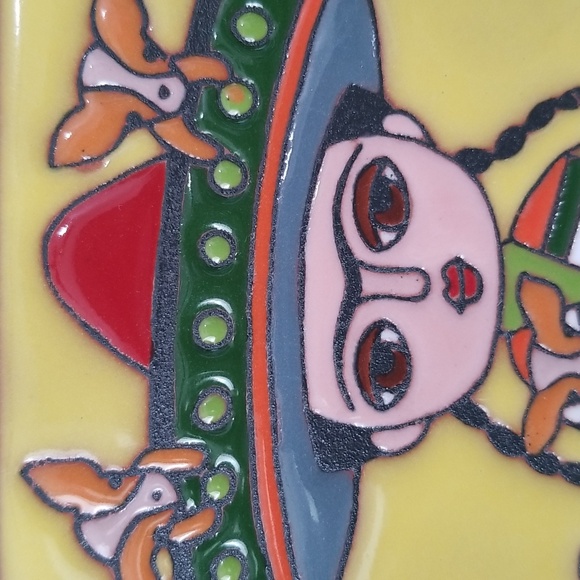 Cute Frida Kahlo And 3 Pups Colourful Decorative Tile - Picture 2 of 6